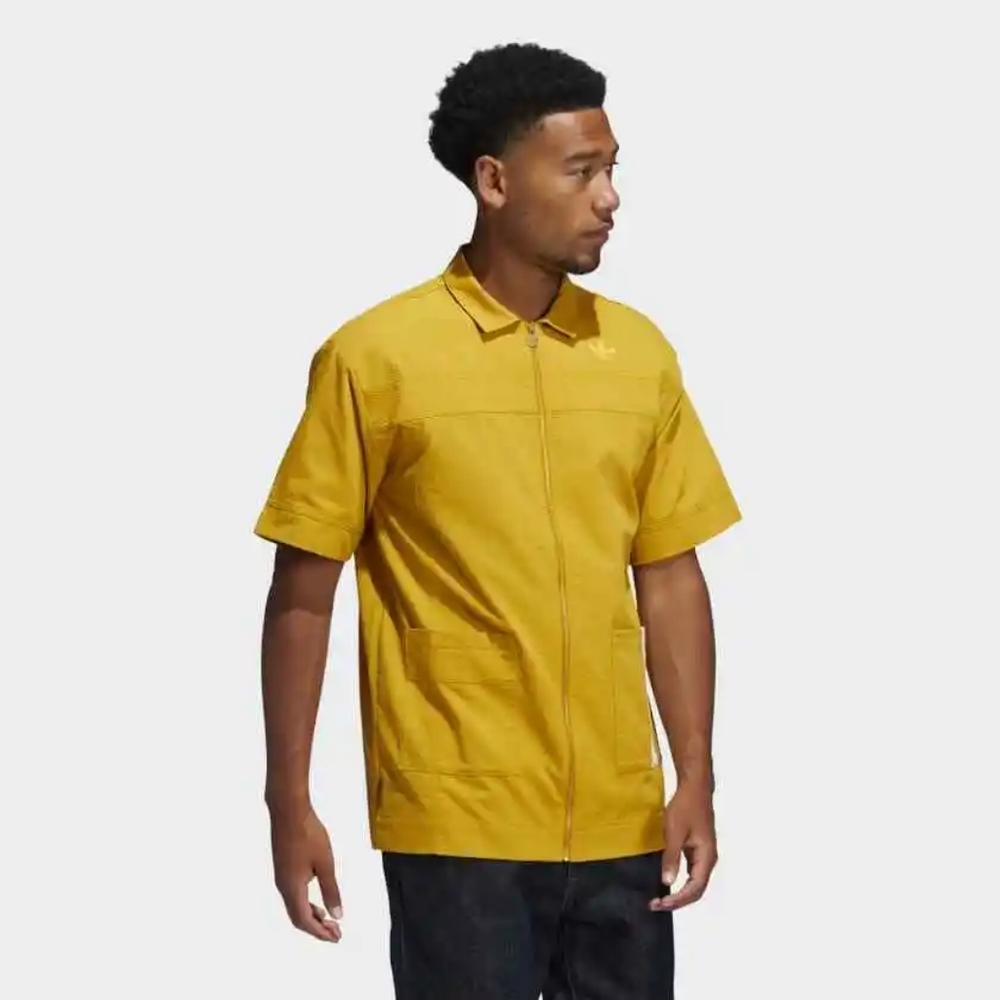 Adidas x Yara Shahidi Legacy Gold Seersucker Zip-Up Shirt Jacket Size XL